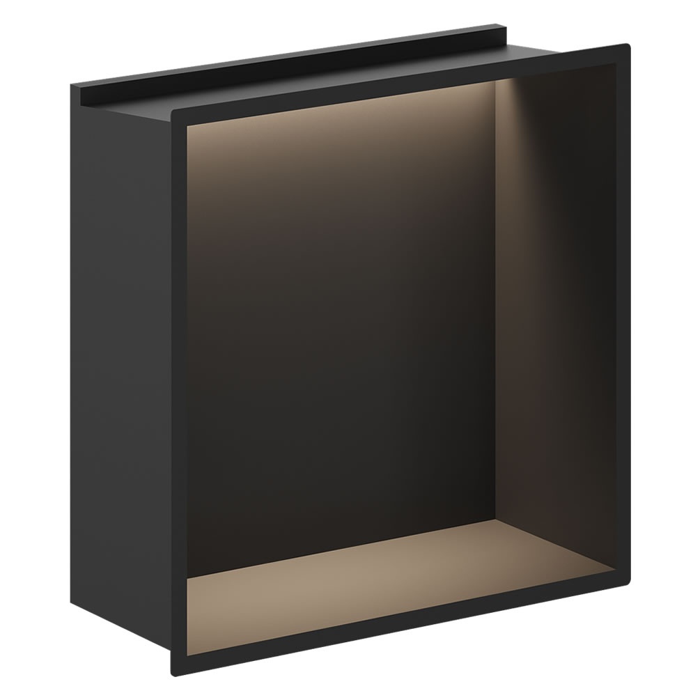 Cutout image of Crosswater Matt Black 305mm LED Shower Niche